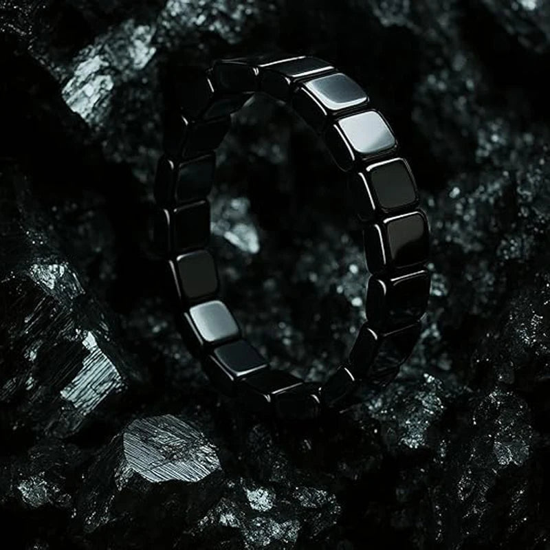 Healing Bracelet Healing Black Gallstone Bracelet Hematite Bracelet Elastic for Workplace Everyday Life Gift for Men