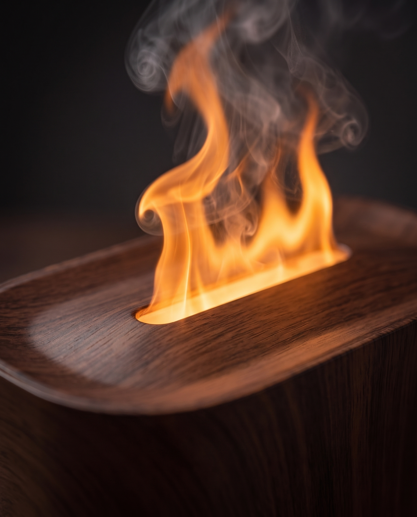 Close-up of the realistic flame and mist