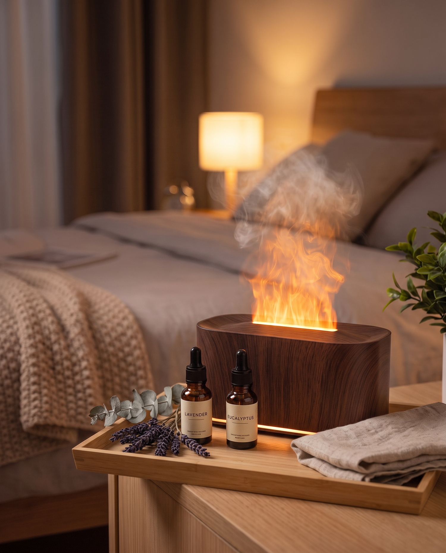 Flame diffuser with calming essential oils